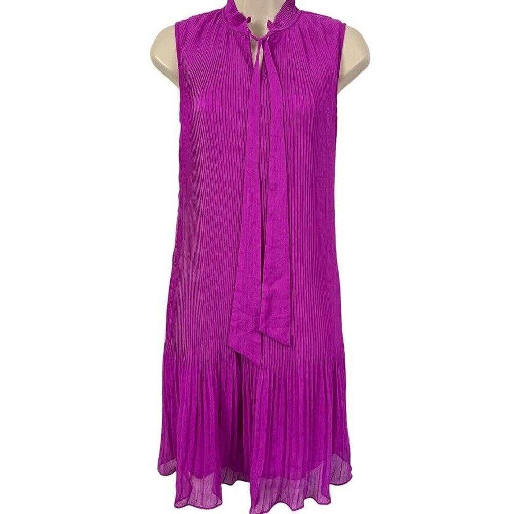 DKNY Donna Karen New York Womens Pleated Sleeveless Knee Length Dress Purple 2